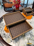 Monogram Walnut Wood Drawer Storage Tray