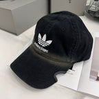 Balenciaga Adidas Cap In Blue Washed Embroidered Label Duck Hat #96243