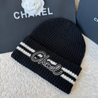 Chanel Women's Fall And Winter Black And White Gray Temperament Warm Winter Accessories Scarf Hat Gloves Fashion Trend Set #81628