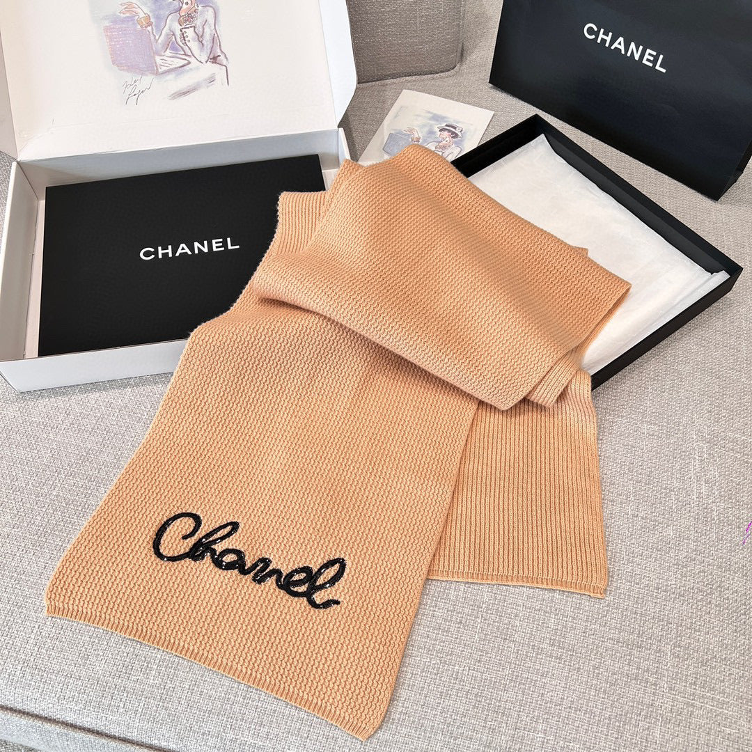 Chanel Cashmere Knit Hat Gloves Scarf #96642