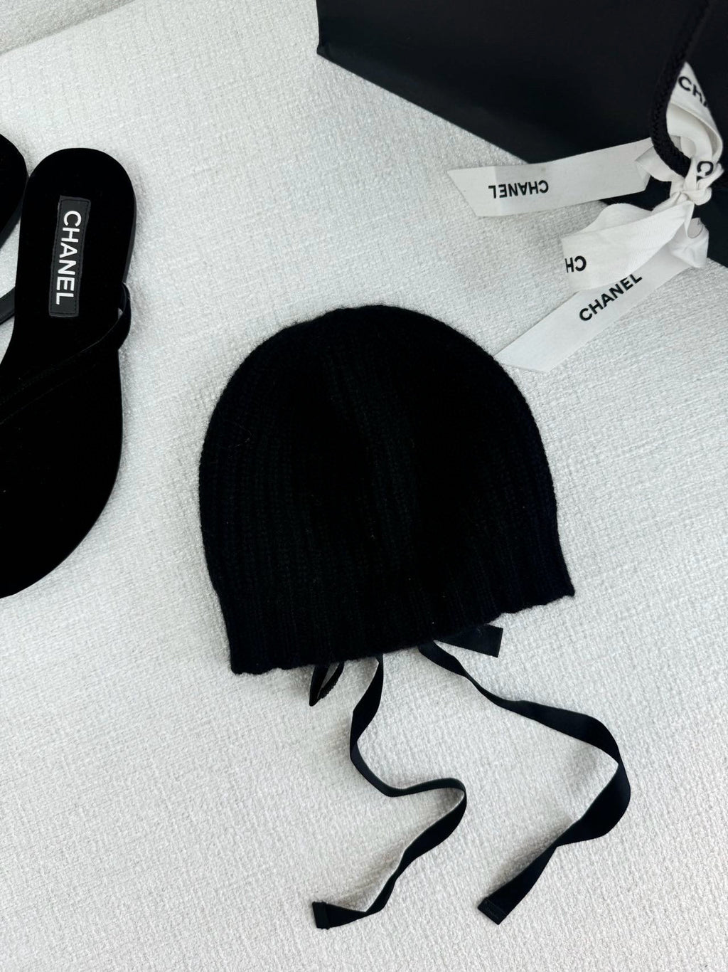 Chanel Women's Fall/Winter Black Floppy Knit Hat Cap #72794