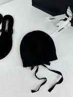 Chanel Women's Fall/Winter Black Floppy Knit Hat Cap #72794