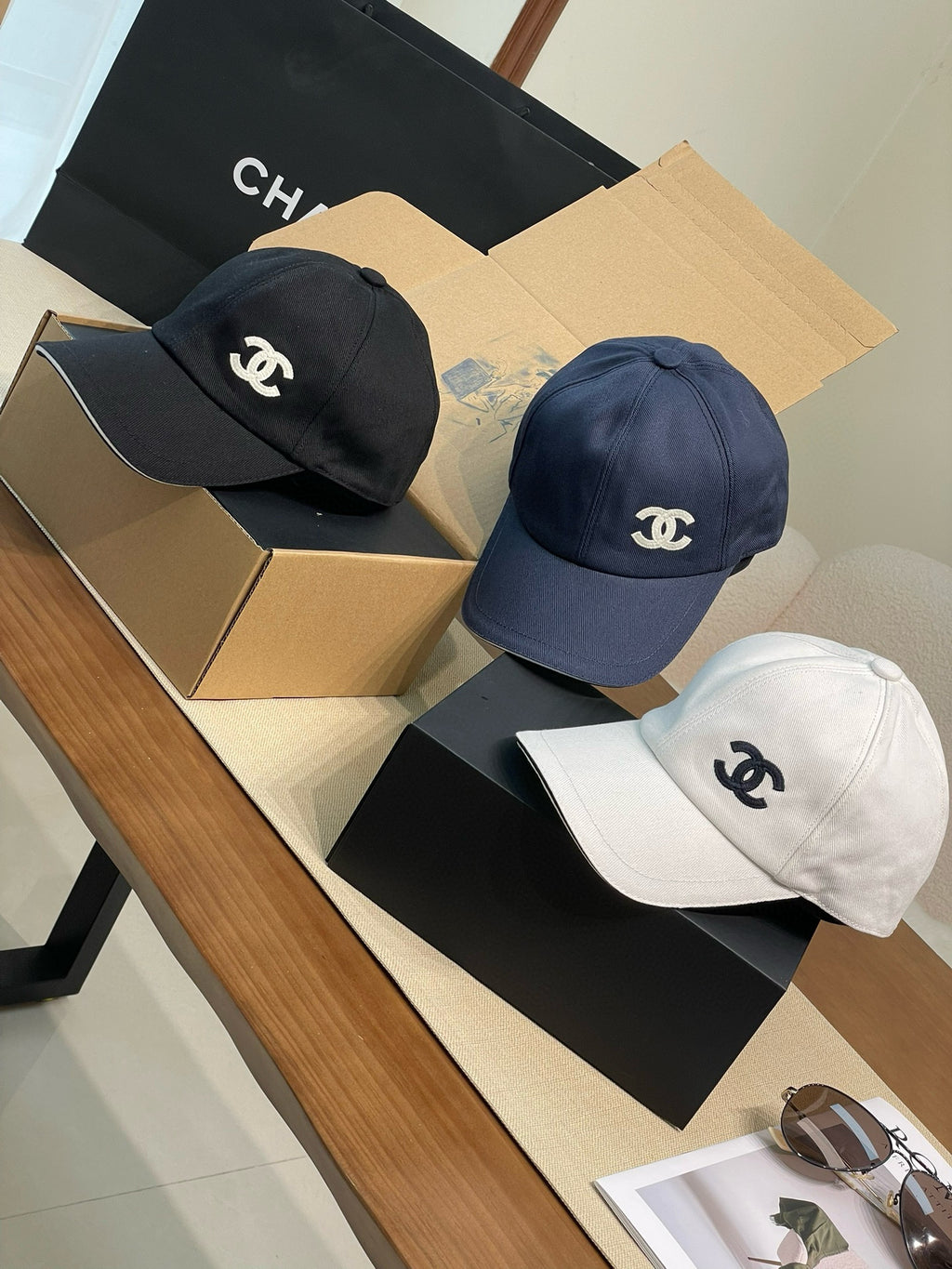 Chanel Men's and Women's Solid Color Embroidered Logo Cotton Duck Hat Cap #75768