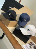 Chanel Men's and Women's Solid Color Embroidered Logo Cotton Duck Hat Cap #75768