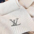 Louis Vuitton Men's and Women's Autumn and Winter Solid Color Embroidery Logo Printed Wool Knit Hat Cap Scarf #75639