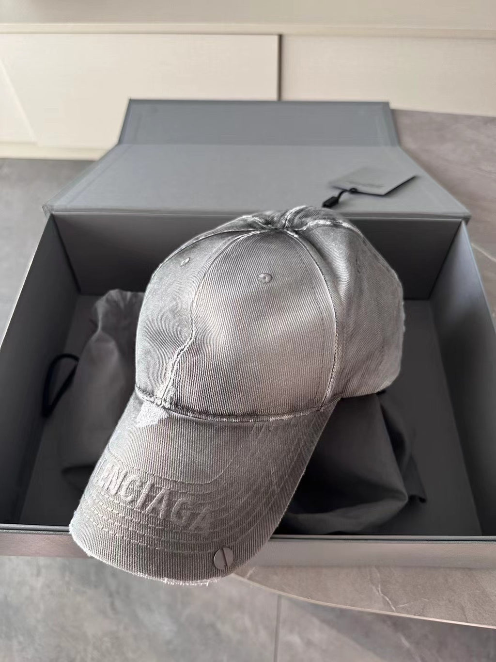 Balenciaga Men's and Women's Gray Twill Rivet Design Cotton Duck Hat Cap #73644