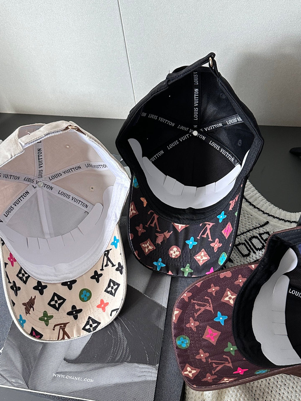 Louis Vuitton Men's and Women's Solid Colour Embroidered Letter Printed Cowboy Duck Tongue Cap Fisherman's Hat #76721