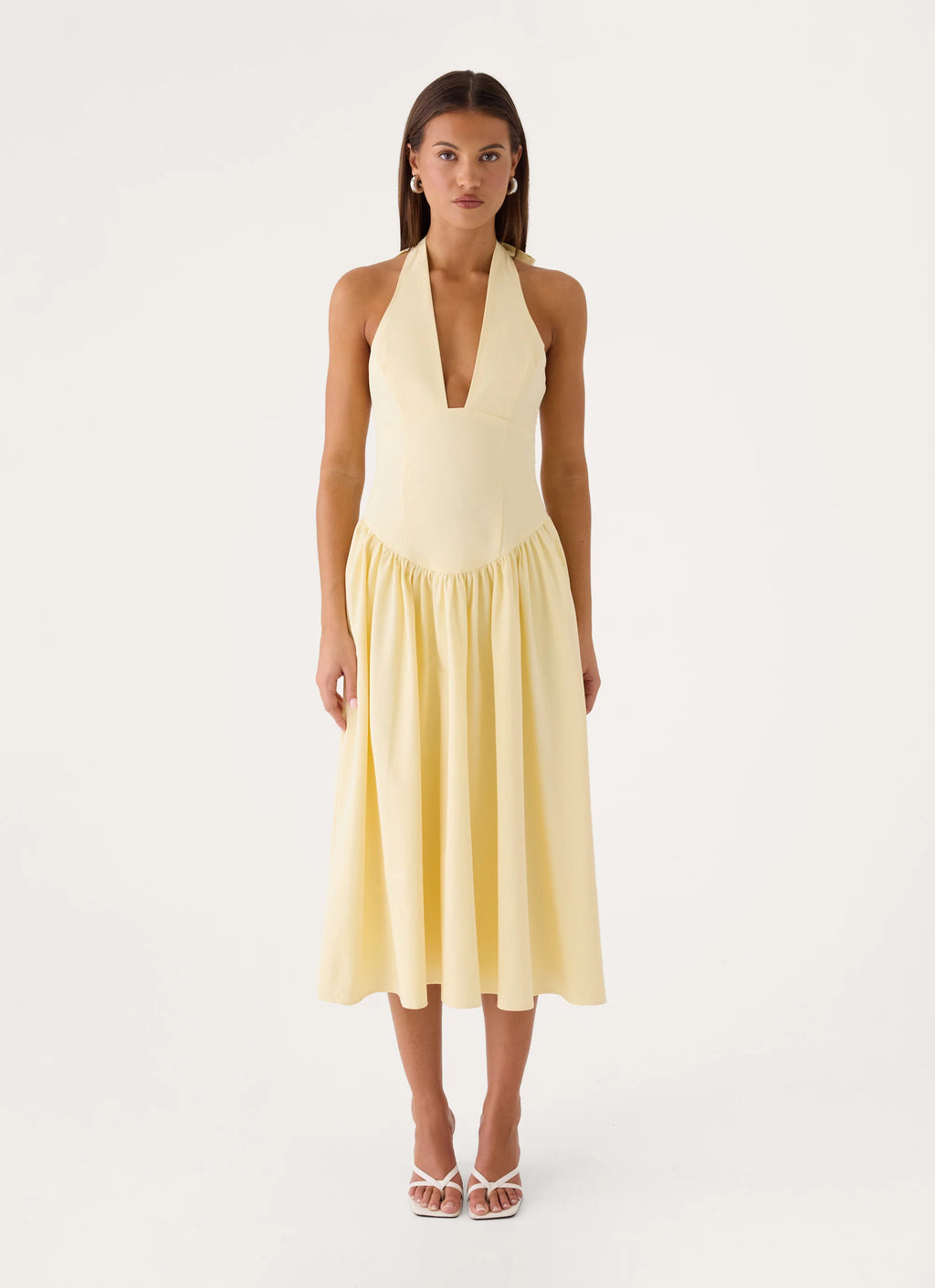 Monique Halter Midi Dress - Yellow