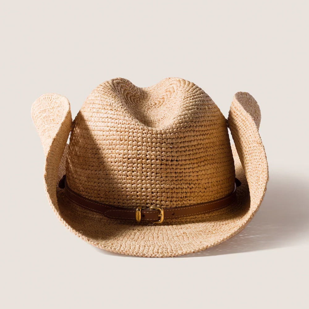 MiuMiu Beige burgundy Raffia Hat #394990