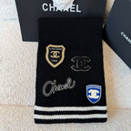 Chanel Women's Fall And Winter Black And White Gray Temperament Warm Winter Accessories Scarf Hat Gloves Fashion Trend Set #81628