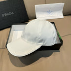 Prada Men's Metal Triangle Label Logo Solid Color Cowhide Baseball Cap Hat #75898