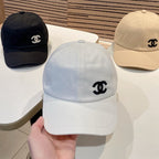 Chanel Men's and Women's Solid Color Embroidered Logo Cotton Duck Hat Cap #75368