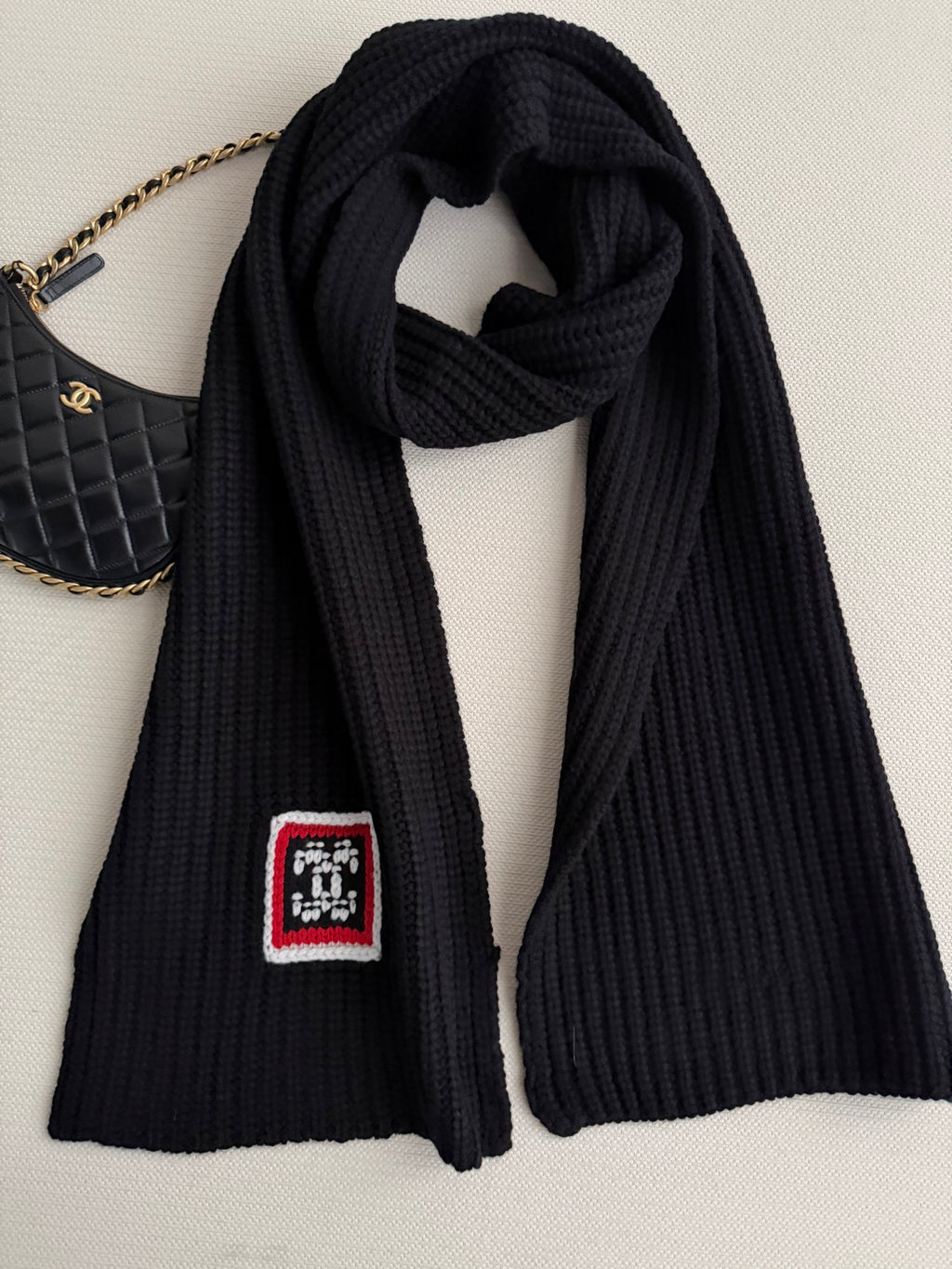 Chanel CC Knitted Cashmere Cold Hat Scarf #395030