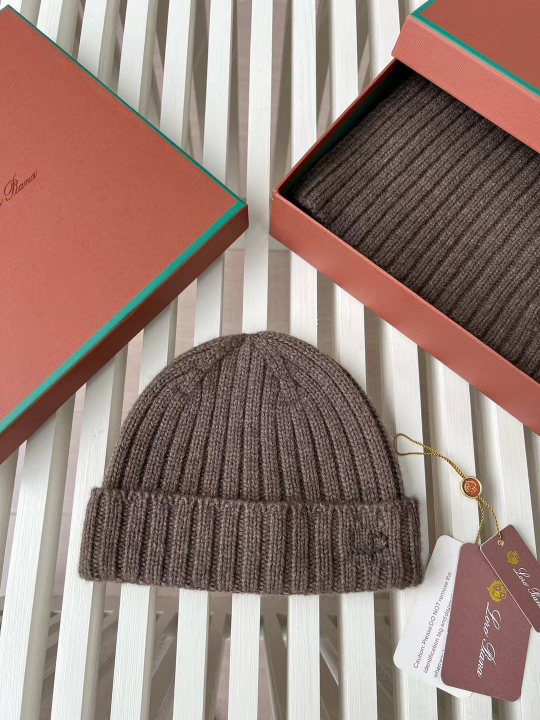 Loro Piana Cashmere Knit Hat Scarf Set #6664