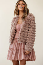 Montana Shaggy Faux Fur Jacket Camel