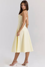 lemon stretch cotton a-line midi sundress