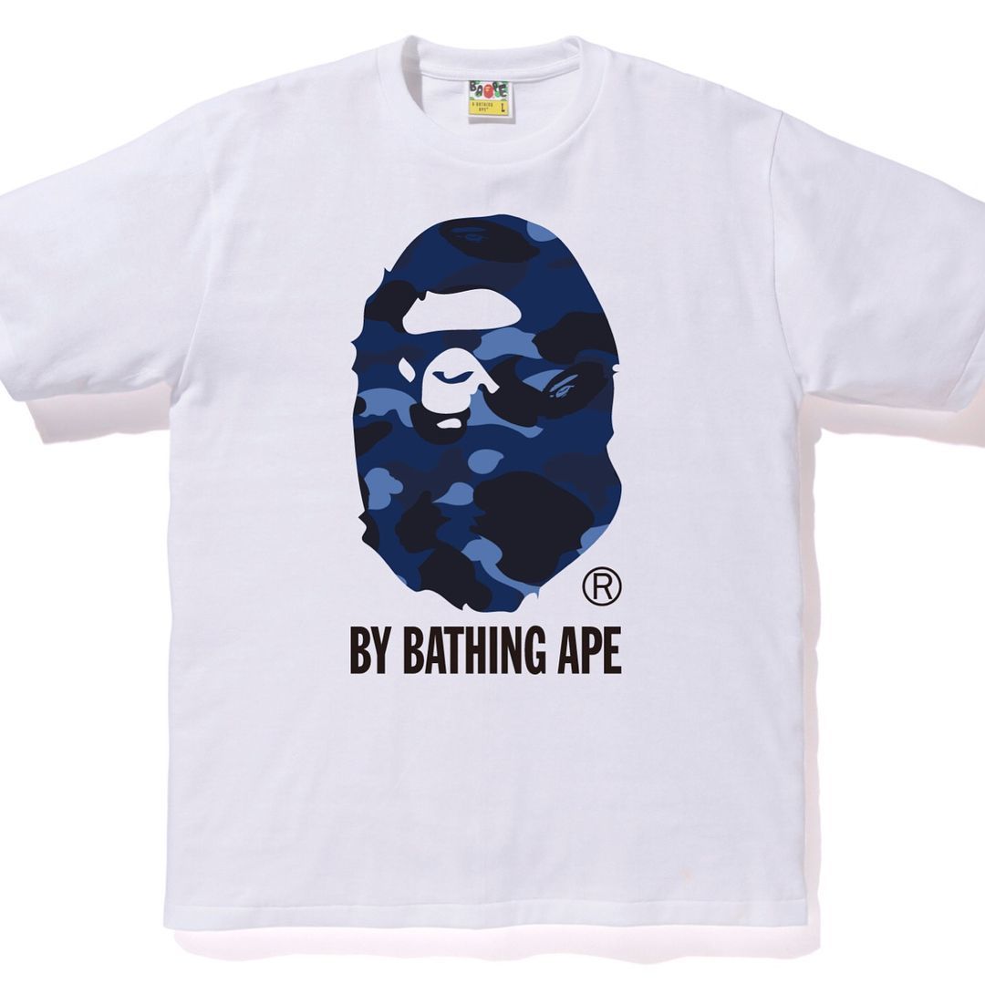 BAPE Color Camo Ape Head Tee White Blue