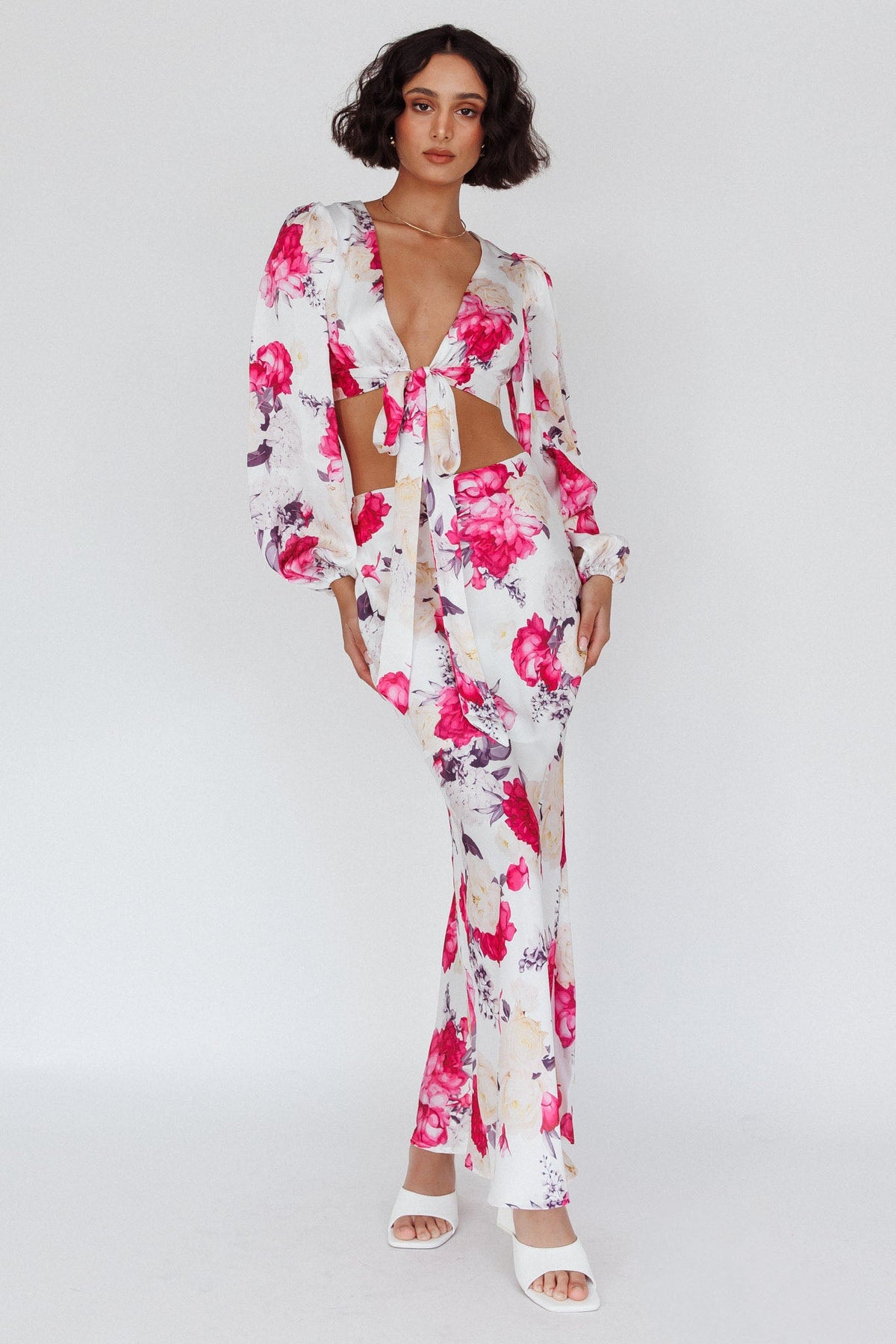 Meet Me In Fiji Tied Top Floral Pink