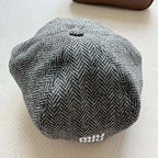 MiuMiu Women's Solid Color V-Pattern Wool Fabric Beret Cap Hat #73985
