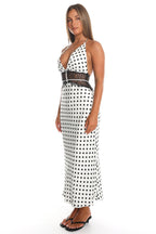 Tarly Lace Waist Halter Maxi Dress Polka Dot White