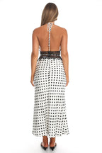 Tarly Lace Waist Halter Maxi Dress Polka Dot White