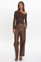 Fair Play Faux Leather Pants Coffee