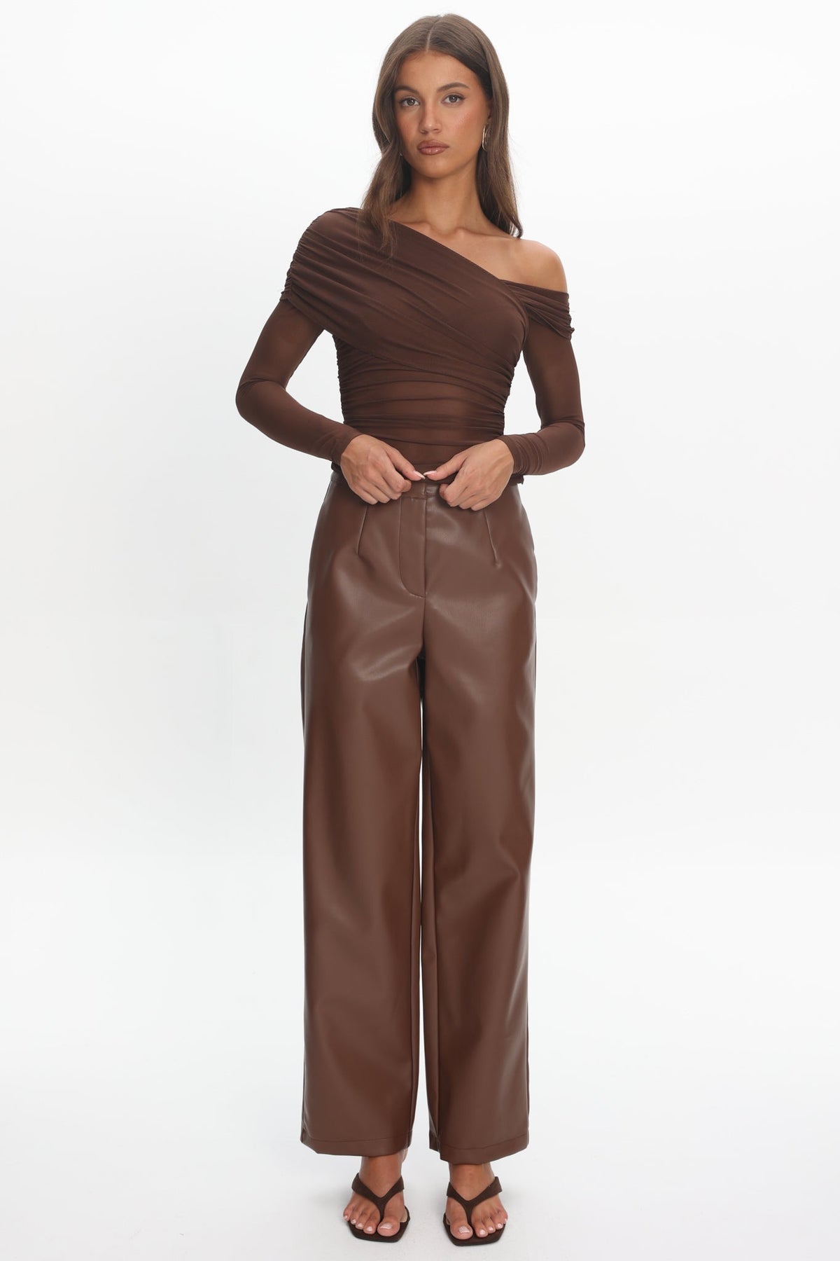 Fair Play Faux Leather Pants Coffee