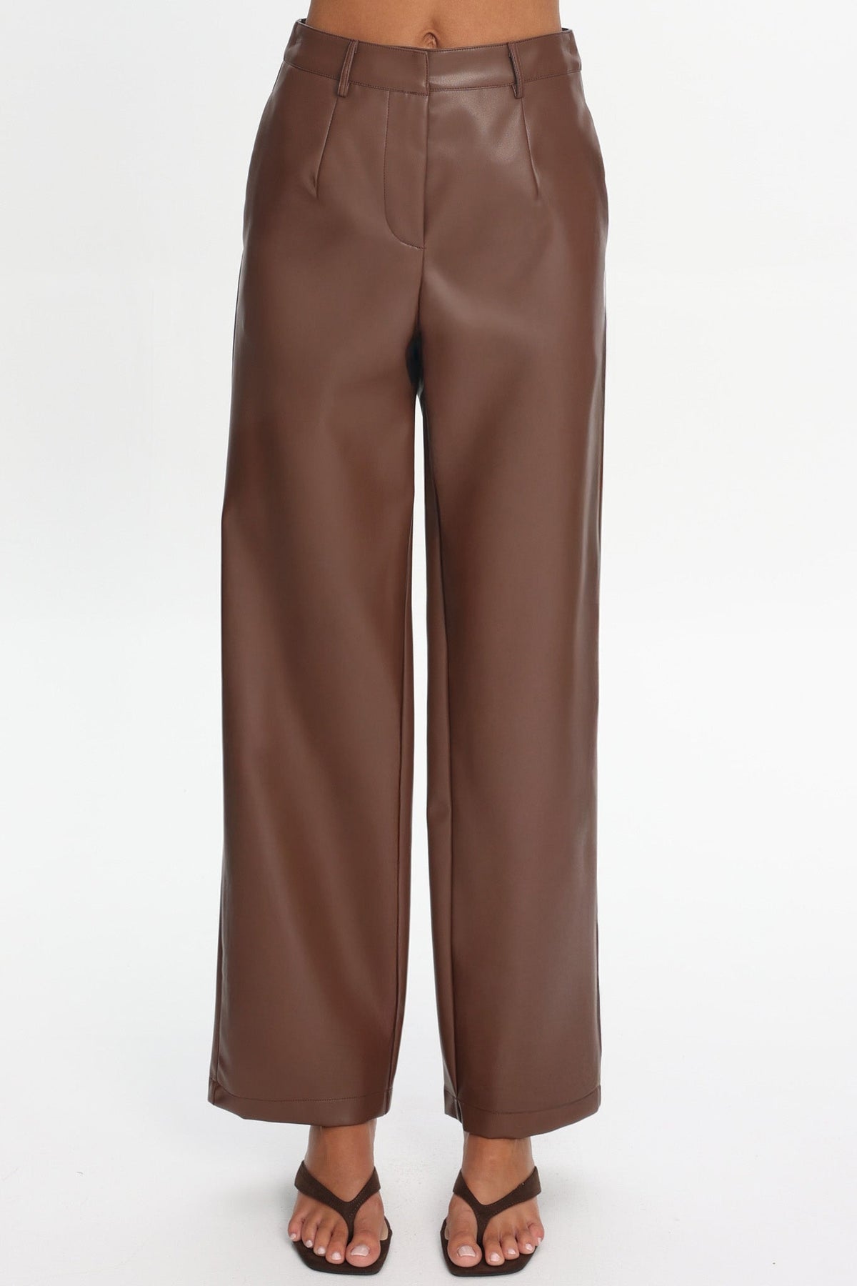 Fair Play Faux Leather Pants Coffee