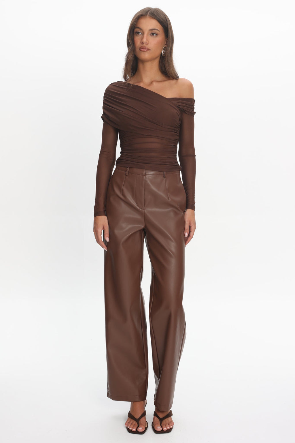 Fair Play Faux Leather Pants Coffee