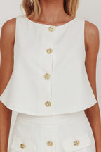 Bondi Sunset Front Button Top White