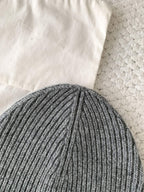 Chanel CC Cashmere Cold Hat Knitted Hat Gray#388505