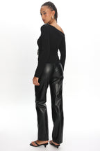Rukia Faux Leather Pants Black