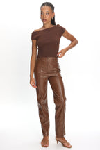 Rukia Faux Leather Pants Brown
