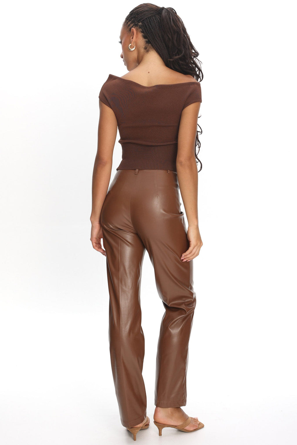 Rukia Faux Leather Pants Brown