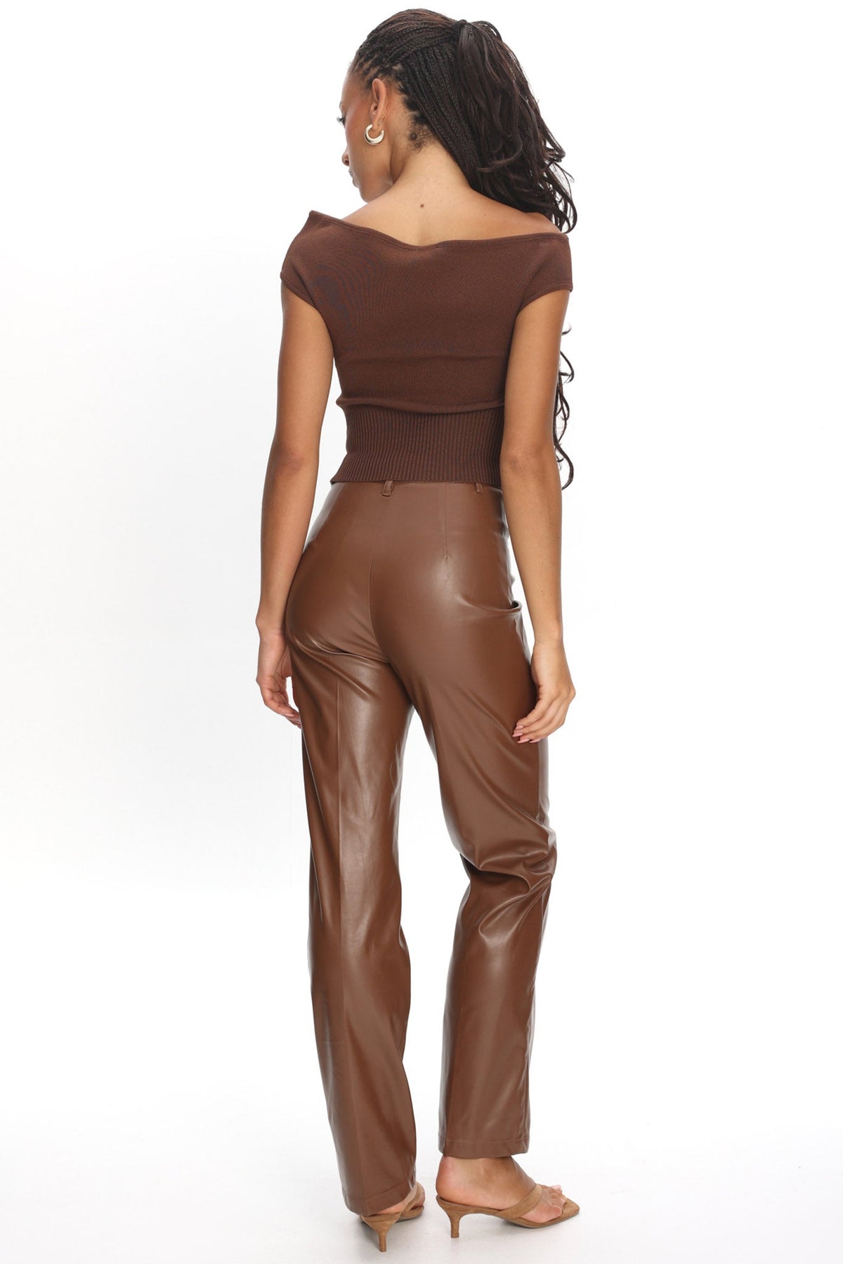 Rukia Faux Leather Pants Brown