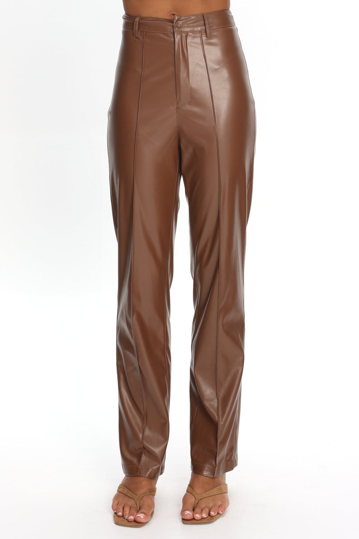 Rukia Faux Leather Pants Brown