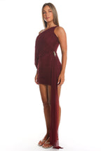 Venus Rising Sash Mini Dress Wine