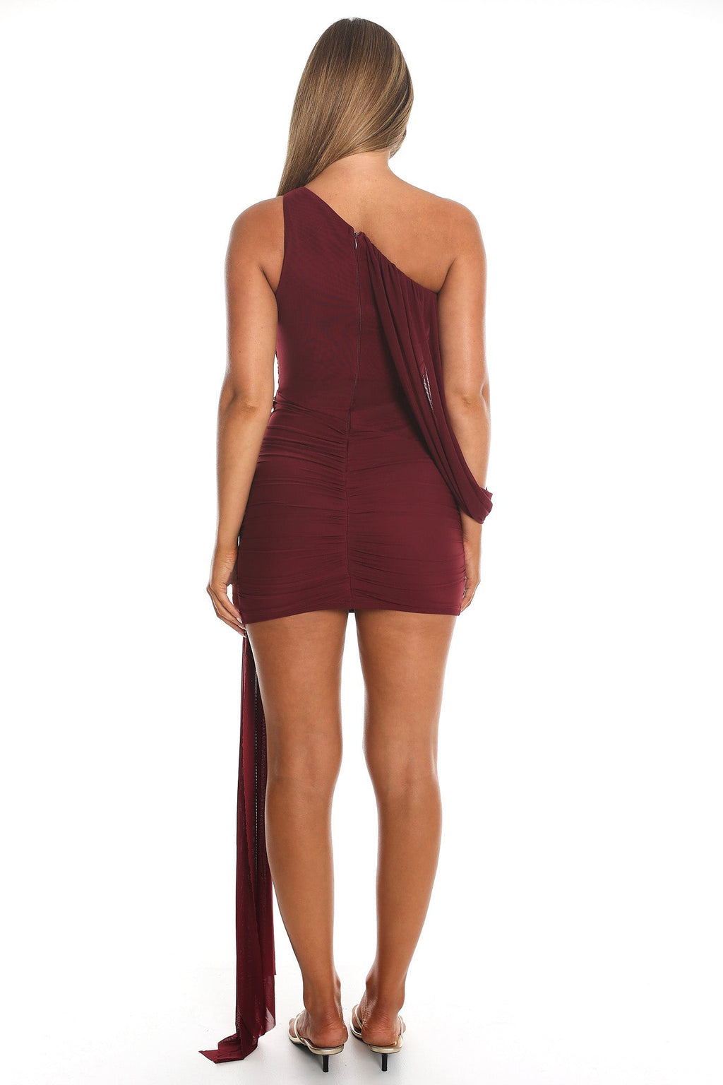 Venus Rising Sash Mini Dress Wine