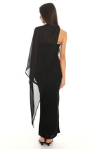 Maureena Draped Scarf Maxi Dress Black