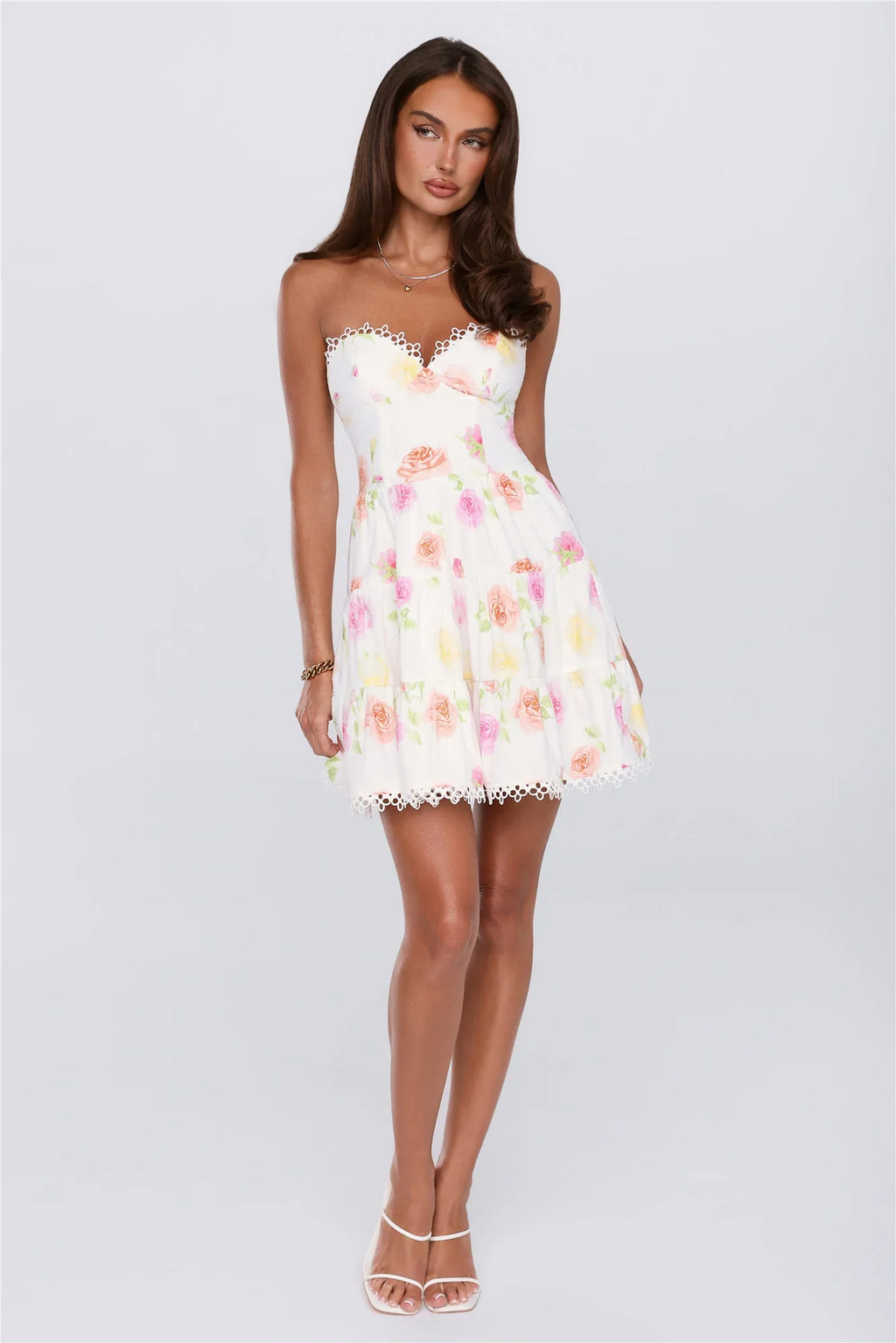 Blooms Under Sunshine Strapless Mini Dress Floral
