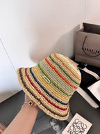 MiuMiu Women's Spring and Summer Rainbow Knit Fisherman's Hat Cap #76551