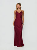 Flip A Switch Satin Lace Slip Maxi Dress Burgundy