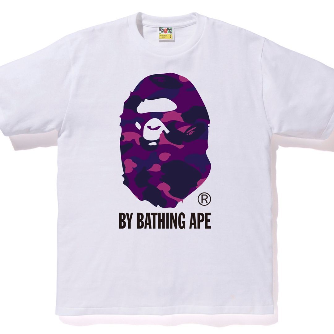 BAPE Color Camo Ape Head Tee White Purple