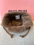 MiuMiu Camel Brown Wool Cashmere And Shearling Trapper Hat #335646