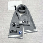 Chanel Women's Winter Graffiti Pattern Letter Print Solid Color Wool Hat Scarf Cap #73621