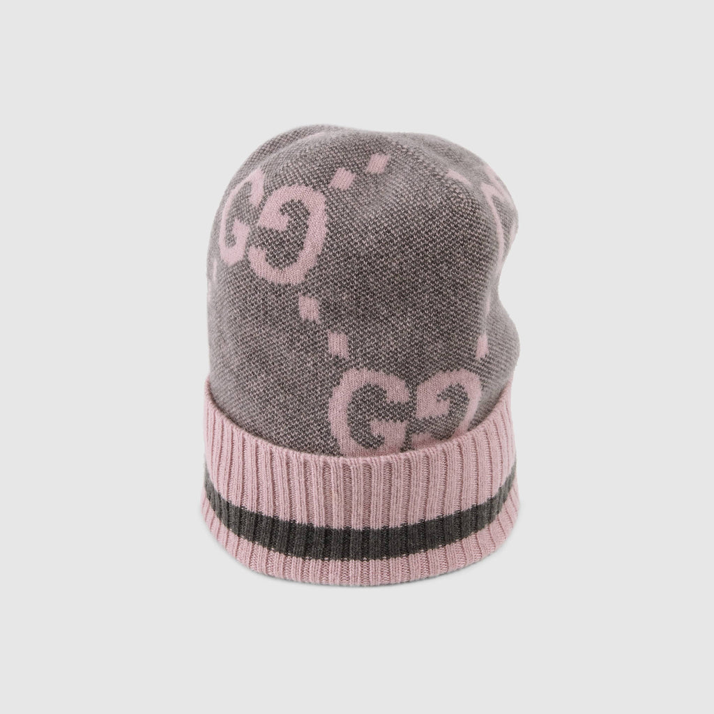 Gucci GG Knit Cashmere Hat Jacquard Tassel Scarf Set Suit #97291