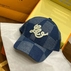 Louis Vuitton Men's And Women's Embroidered Printed Checkered Cotton Duckbill Cap Hat #77123