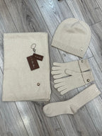 Loro Piana Men's And Women's Winter Fashion Casual Solid-Color Hat. Scarf. and Gloves Three Piece Set Accessories #78643