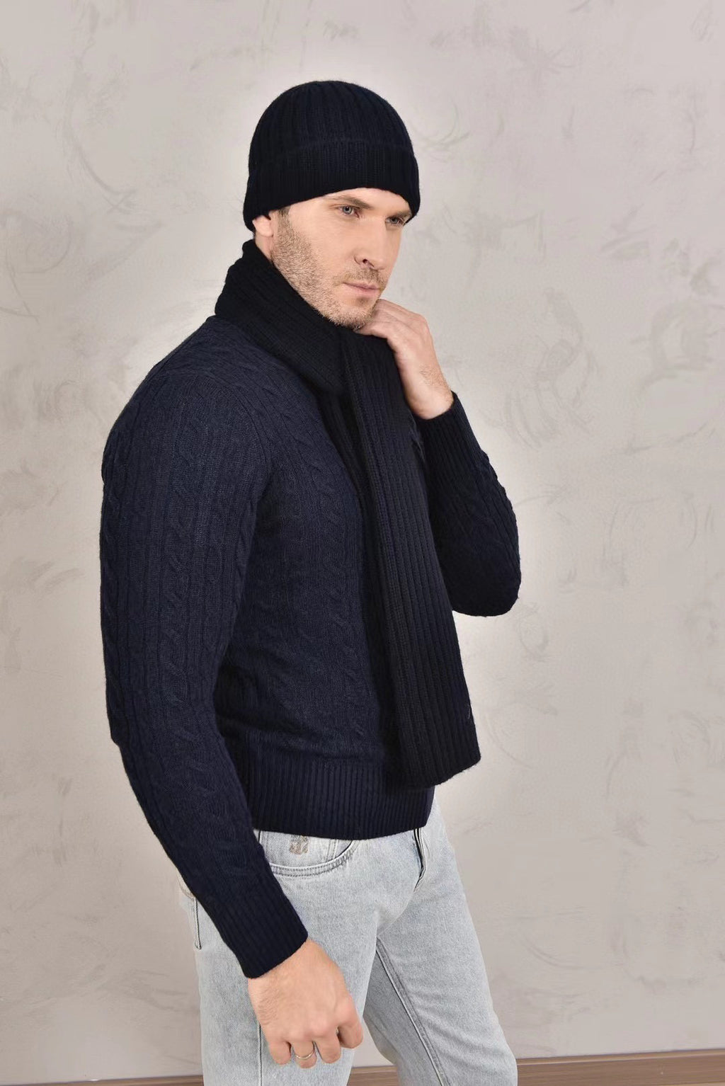 Loro Piana Cashmere Knit Hat Scarf Set #6664