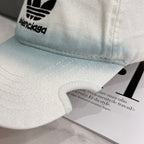 Balenciaga Adidas Cap In Blue Washed Embroidered Label Duck Hat #96243